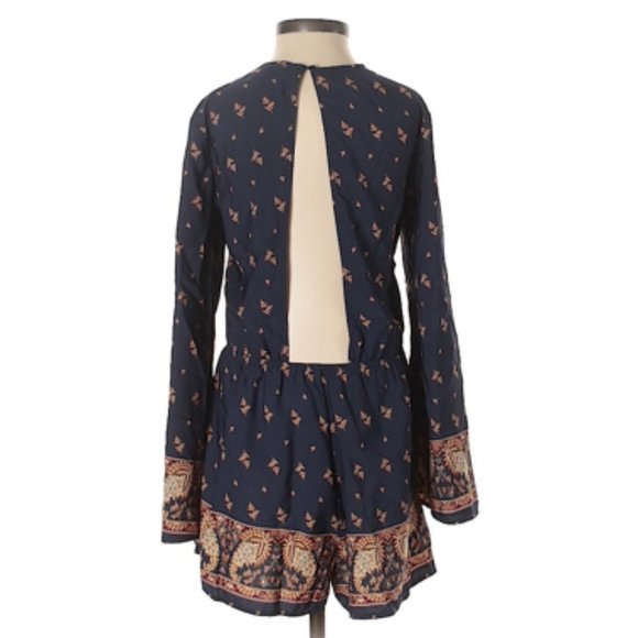 Illa Illa Romper Navy Print Design Bell Sleeve - Picture 2 of 2